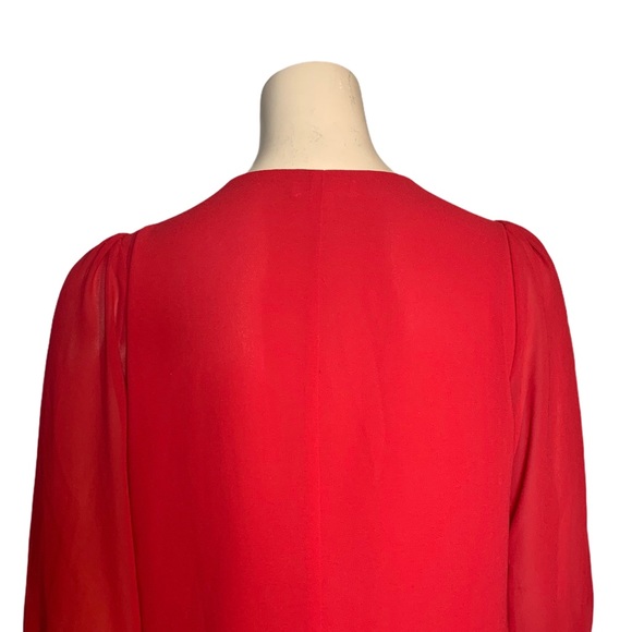 Faith and Joy Red V Neck Blouse Size Small - Picture 10 of 13